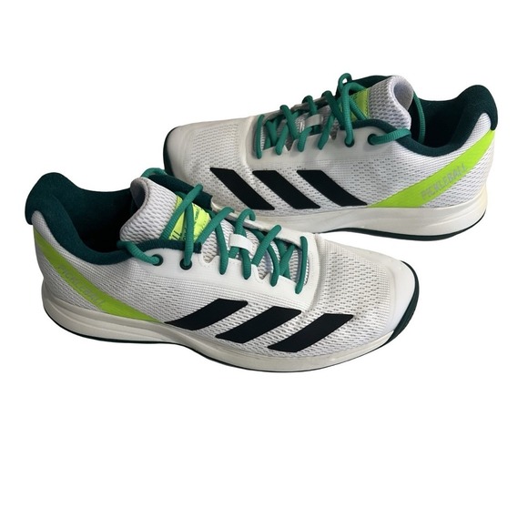 Adidas CourtFlash Pickleball Shoes White Green JQ0695 Men\'s Size 10 New